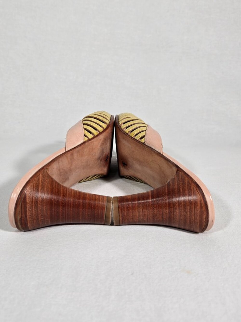 Vintage Y2K Whimsical Color-Block Cage LEATHER Pointed Kitten Mule Women Size 7. - Picture 15 of 17